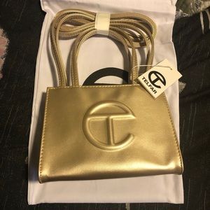 Telfar Small Gold Shopping Bag